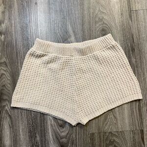 Women's waffle Cream Knit Shorts Size S/M